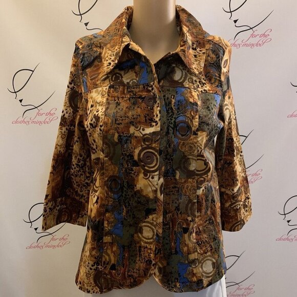 Kak Tus. Size Small. Cotton Blend. 3/4 Sleeve. Button Up. Jacket. B102. - Picture 1 of 6